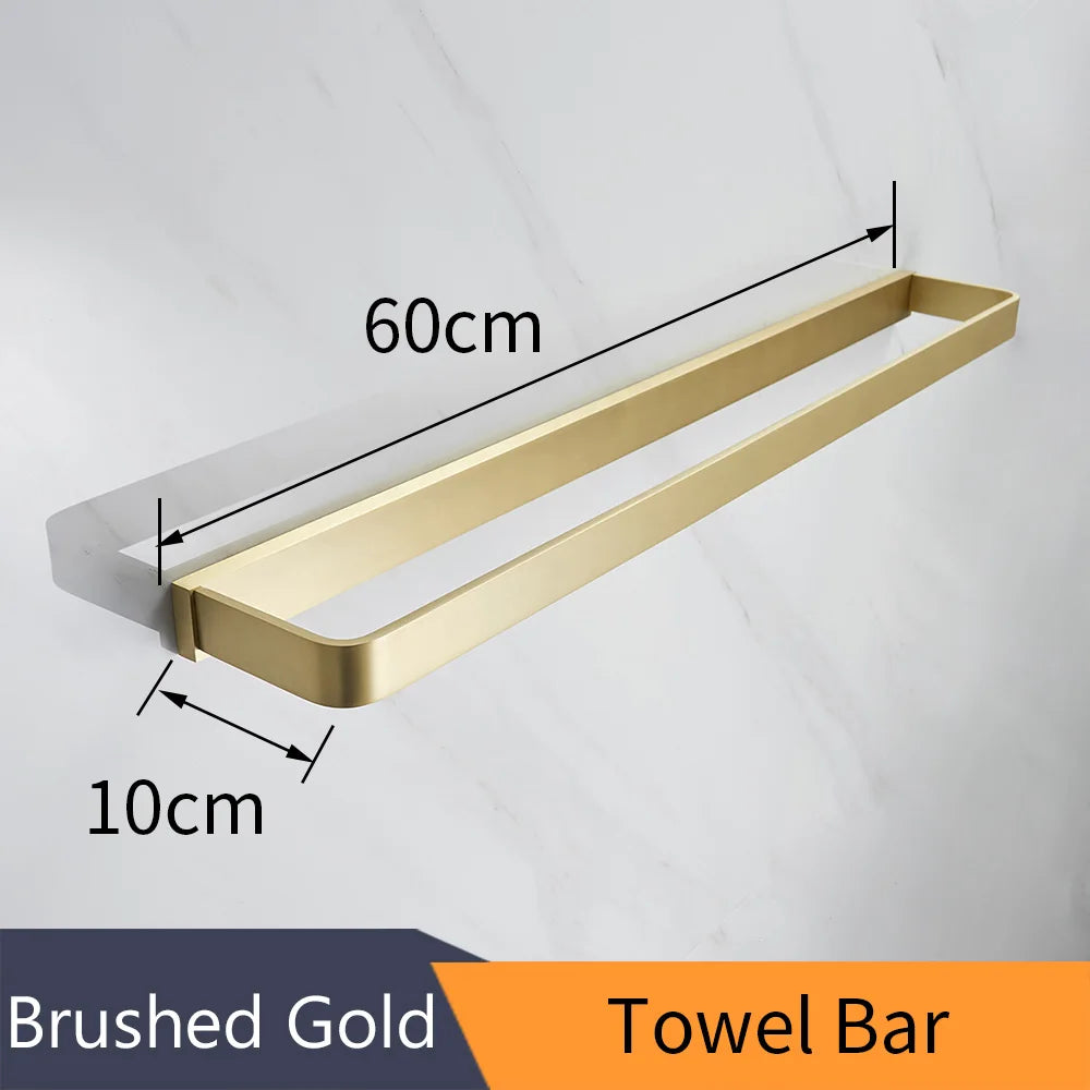 DecorBites™ Gold Bath Hardware Set: Towel Ring, Toilet Brush Holder - WF-552200