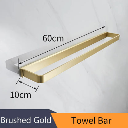 DecorBites™ Gold Bath Hardware Set: Towel Ring, Toilet Brush Holder - WF-552200
