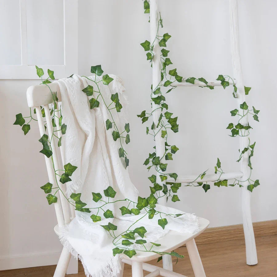 DecorBites™ Artificial Hanging Christmas Garland Green Silk Leaves for Home Wedding Garden