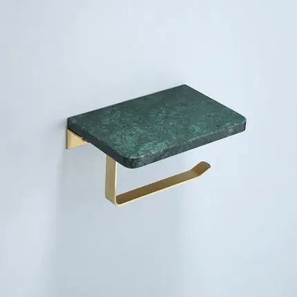 DecorBites™ Brass Marble Toilet Paper Holder Nordic Brushed Gold Bathroom Tissue Shelf