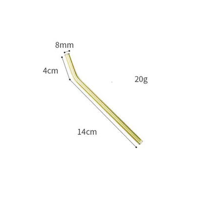 DecorBites™ 6Pcs Colorful Glass Curved Juice Straws - Heat-resistant and Transparent