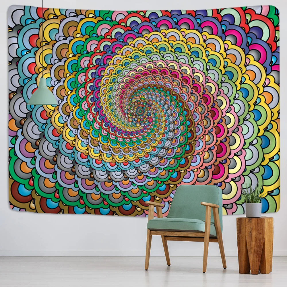 Decobites Psychedelic Mandala Tapestry Wall Hanging Beach Mat Home Decor