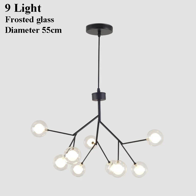 ثريا DecorBites™‎ LED على شكل كرة زجاجية على شكل يراعة شجرة بإضاءة صناعية سوداء