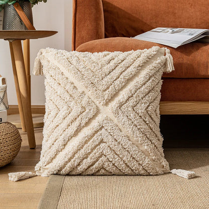 DecorBites™ Boho Cotton Tassel Pillow Cover 45x45cm/30x50cm for Home Decor