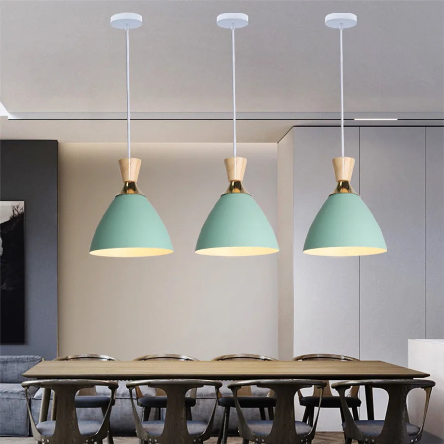 Nordic LED Pendant Light Yellow Glass Shade