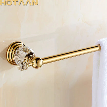DecorBites™ Golden Crystal Single Towel Bar - Stainless Steel Bathroom Rack