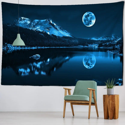 Decobites Psychedelic Moonlight Night View Tapestry Wall Hanging for Home Decor