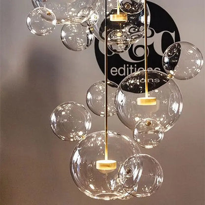 DecorBites™ Bubble Ball Pendant Light: Golden Iron Glass Lamp for Kitchen Island, LED Fixtures