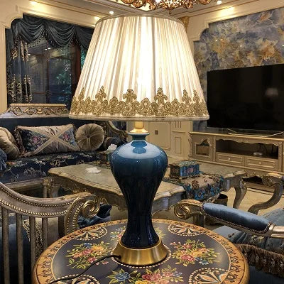 DecorBites™ American Luxury Ceramic Table Lamp - European Style Bedroom Bedside Light