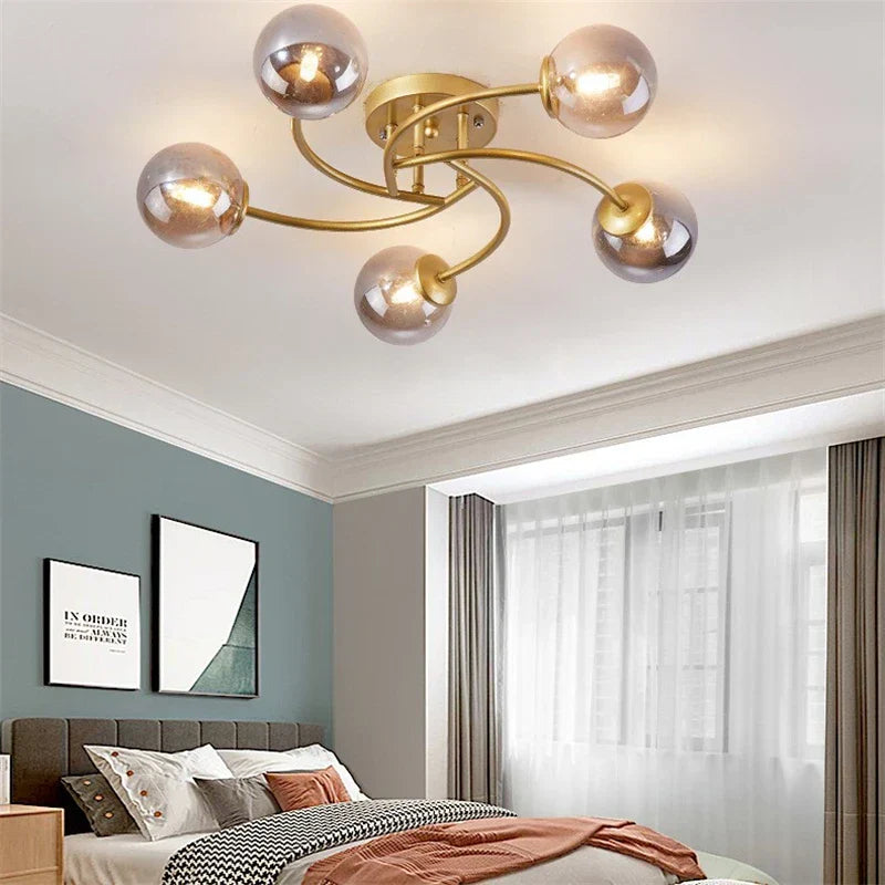 DecorBites™ Glass Bulb LED Ceiling Light Fixture for Modern Living Room and Kitchen
