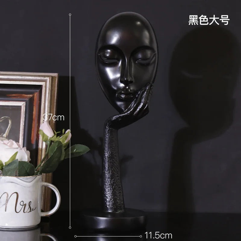 Decorbites™ Escultura de Arte Abstracta de Rostro Femenino en Resina, Adornos para la Decoración del Hogar