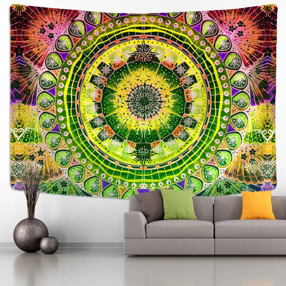 Tapiz de pared DecorBites™ Mandala gris, estilo hippie, ideal para colgar en la pared.