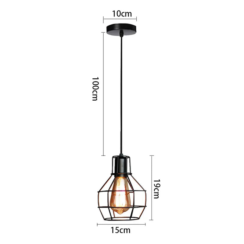Black Retro Cage Pendant Light