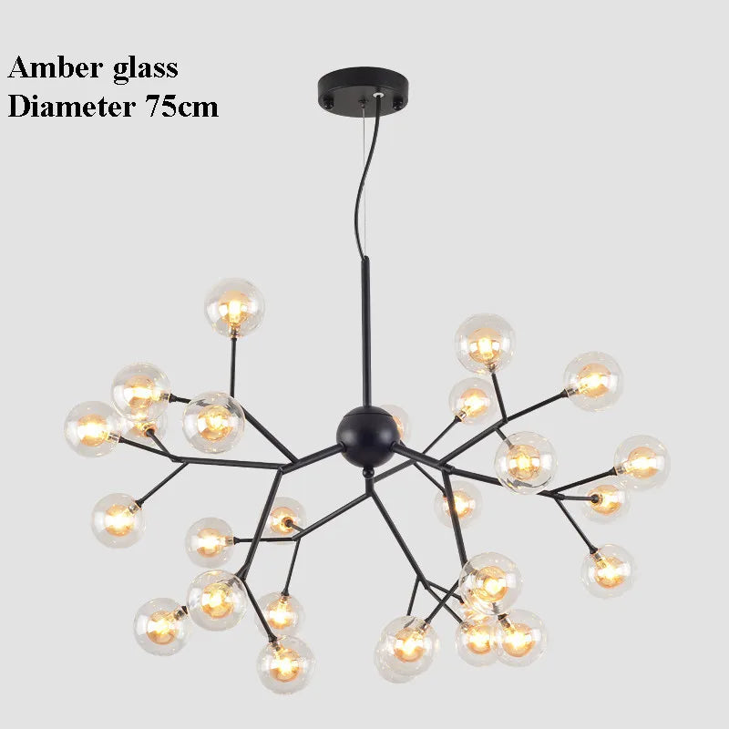 Lámpara de araña DecorBites™ con forma de rama y bola de cristal LED | Iluminación decorativa moderna con diseño de luciérnagas