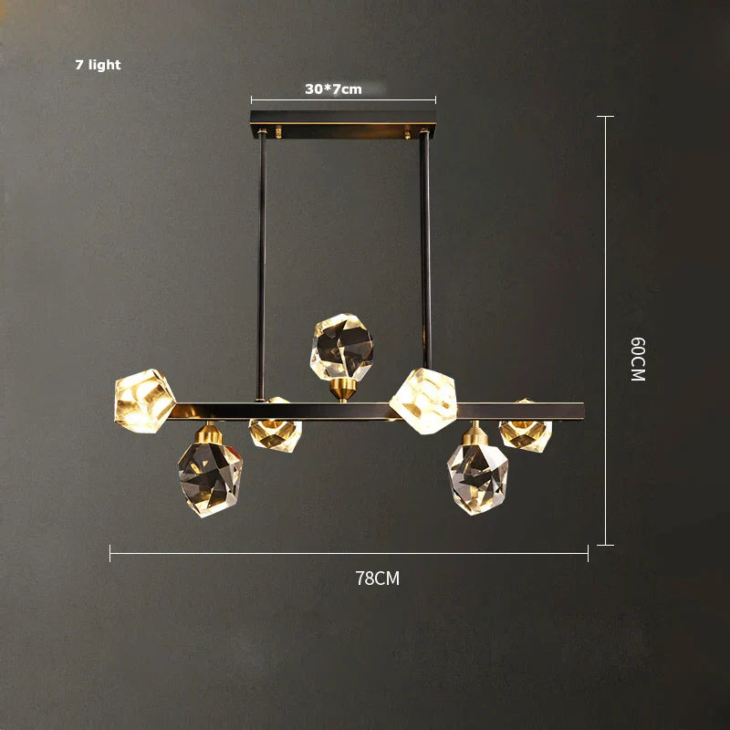 DecorBites™ Black Crystal Copper LED Chandelier - Art Deco Hanging Lamp for Dinning Room