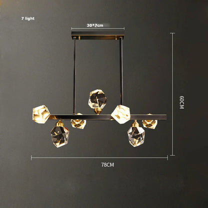 DecorBites™ Black Crystal Copper LED Chandelier - Art Deco Hanging Lamp for Dinning Room