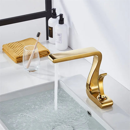 DecorBites™ Gold Basin Faucet: Modern Brass Bathroom Mixer Tap for Hot/Cold Water
