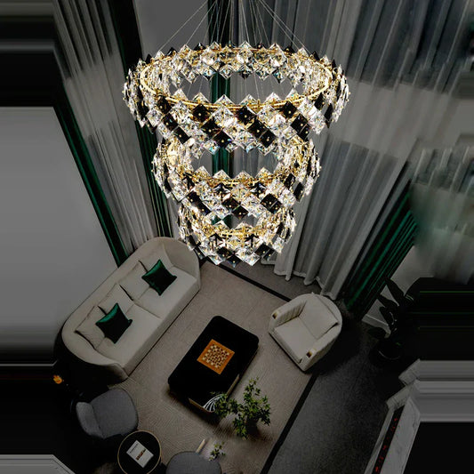 Lámpara de araña LED regulable DecorBites™ Crystal en acabados dorado y plateado