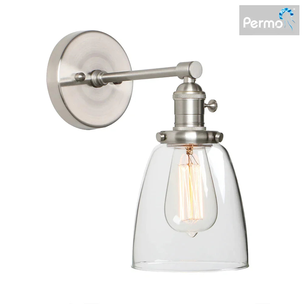 DecorBites™ Industrial Dome Glass Wall Sconce Light - Single Fixture with Clear Shade