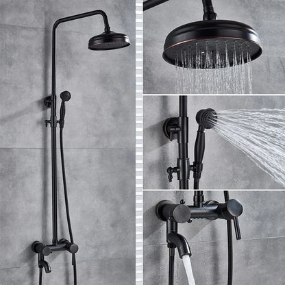 DecorBites™ Black Bronze Bathroom Shower Set with 8" Rainfall Head - Wall Mounted
