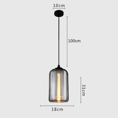 DecorBites™ Gray Glass Pendant Light for Bar Stair Dining Room E27 Edison Lamp Lighting
