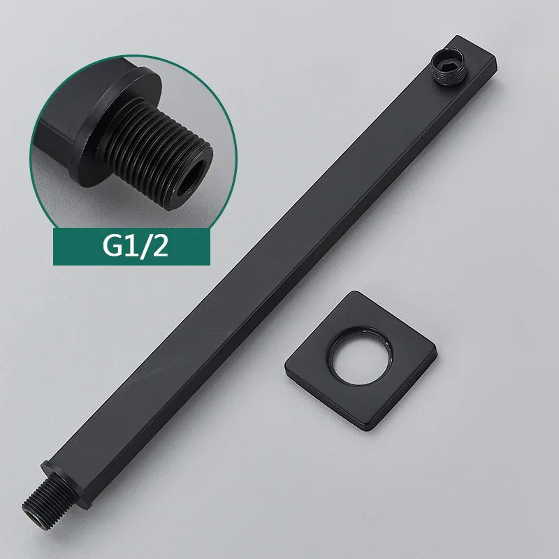 DecorBites™ Gold Stainless Steel Shower Arm & Head Holder Wall Mount Fixed Pipe