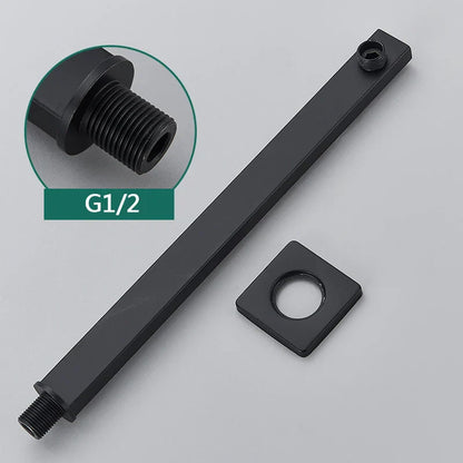 DecorBites™ Gold Stainless Steel Shower Arm & Head Holder Wall Mount Fixed Pipe