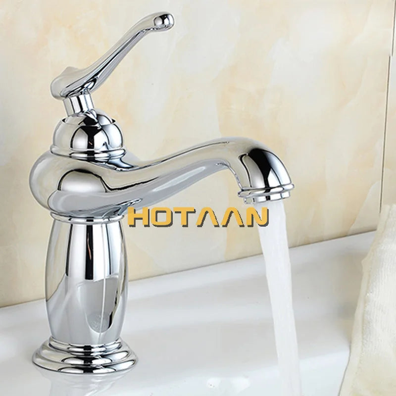 Grifo de lavabo de baño en latón dorado Decorbites™ con mezclador de cerámica