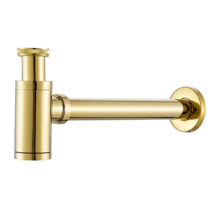 DecorBites™ Brass Basin Wast Drain P-trap for Bathroom Sink - Black/Brushed Gold/Chrome