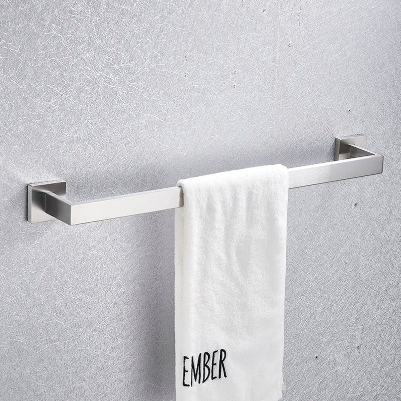 مجموعة أدوات الحمام من DecorBites™ المصنوعة من النيكل المصقول: خطاف رداء، سكة مناشف، رف بار، رف، حامل مناديل