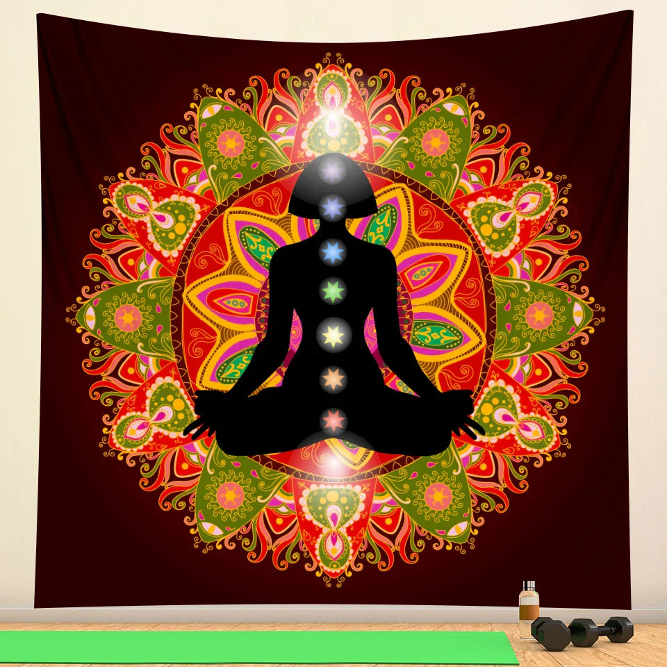 Decobites Meditation Chakra Mandala Tapestry for Bohemian Home Decor and Yoga Practice