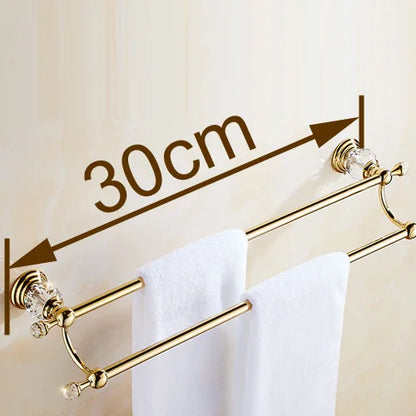 Barra doble para toallas DecorBites™ Crystal Gold para baño, 60 cm de largo