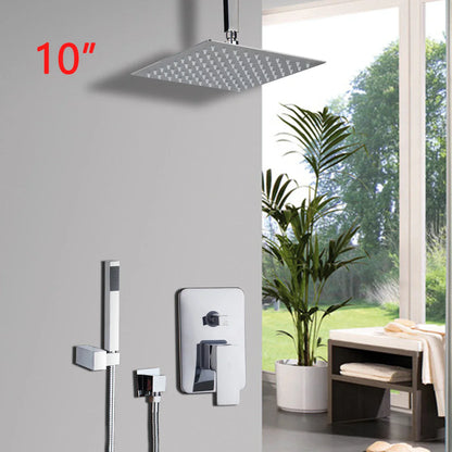 DecorBites™ 8/16 Inch Chrome Shower Set with Rainfall Head, Ceiling Mount Mixer, Brass Faucet