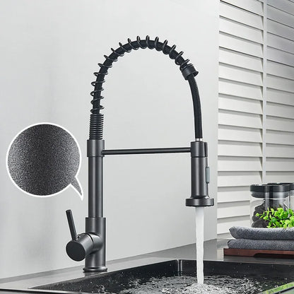 Grifo de cocina extraíble DecorBites™ de níquel cepillado - Mezclador de agua fría y caliente con rotación de 360°