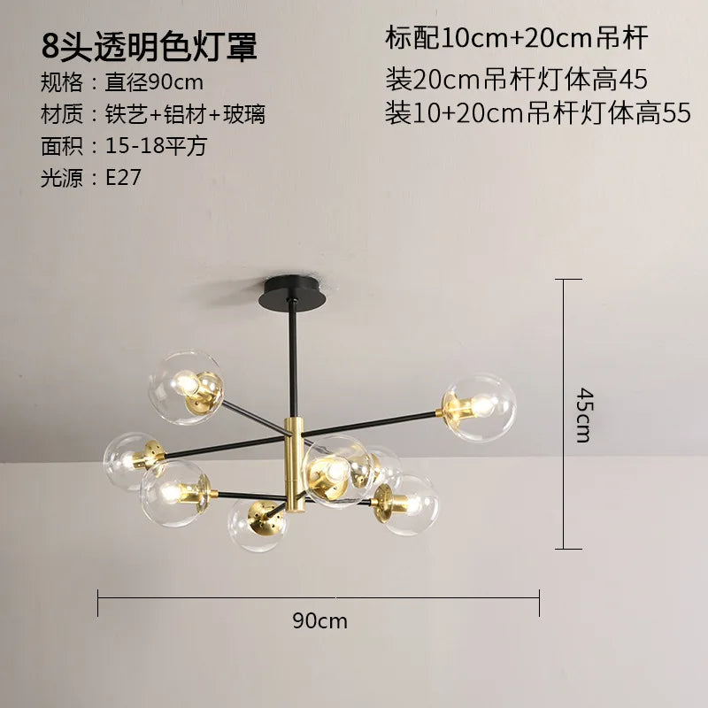 Lámpara de araña LED con bola de cristal DecorBites™ - Luminarias modernas para interiores, ideales para sala de estar y dormitorio.