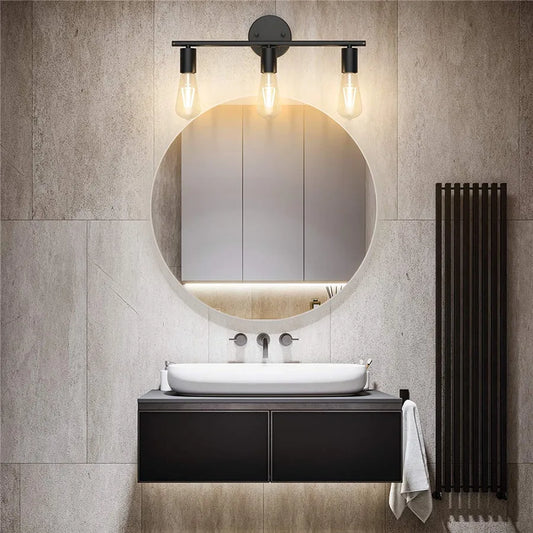 DecorBites™ Black Metal Wall Bathroom Mirror Lamp - Modern Indoor Bedroom Decor