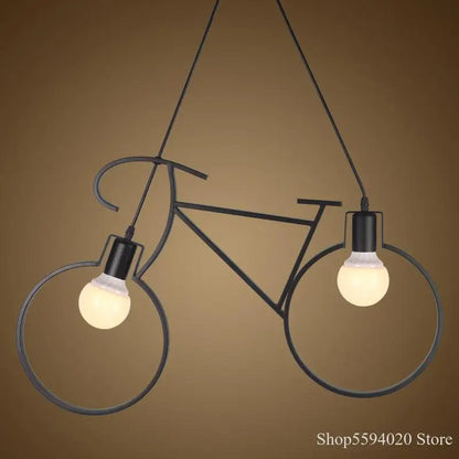 Lámpara colgante DecorBites™ con forma de bicicleta de hierro para restaurantes, bares e iluminación del hogar