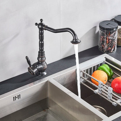 خلاط حوض الحمام من DecorBites™ المصنوع من النحاس العتيق، بمقبض واحد لصنبور الماء الساخن والبارد