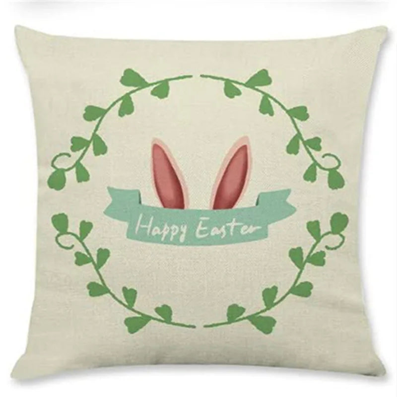 DecorBites™ Easter Rabbit Eggs Linen Pillowcase 45*45CM