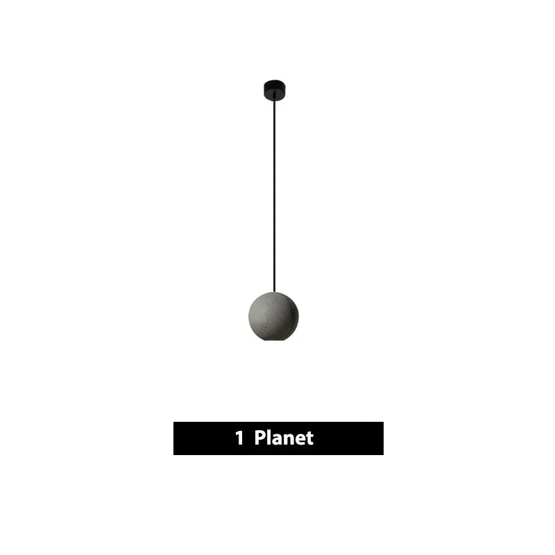 DecorBites™ Cement Pendant Light | Nordic Design Moon Planet Hanging Lamp for Dining Room