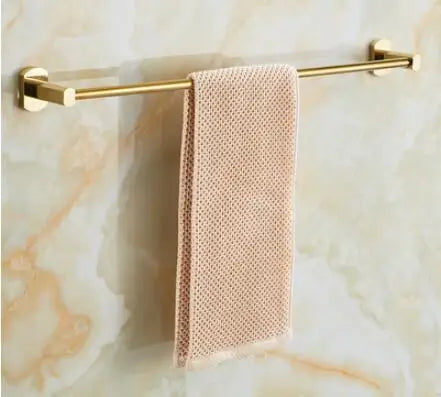 DecorBites™ Gold Brass Bath Hardware Set: Towel Rack, Paper Holder, Toilet Brush Holder, Towel Ranger, Hooks
