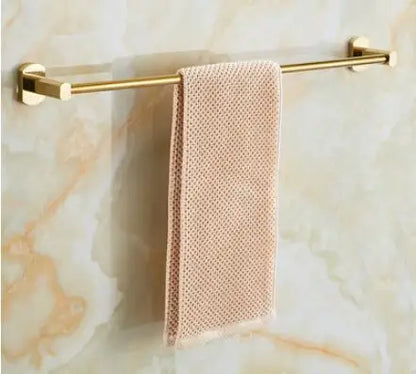 DecorBites™ Gold Brass Bath Hardware Set: Towel Rack, Paper Holder, Toilet Brush Holder, Towel Ranger, Hooks