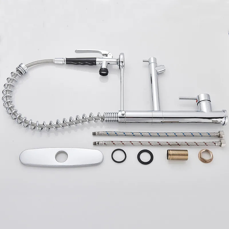 DecorBites™ Brushed Nickel Spring Kitchen Faucet Single Handle 360 Rotation Mixer Tap