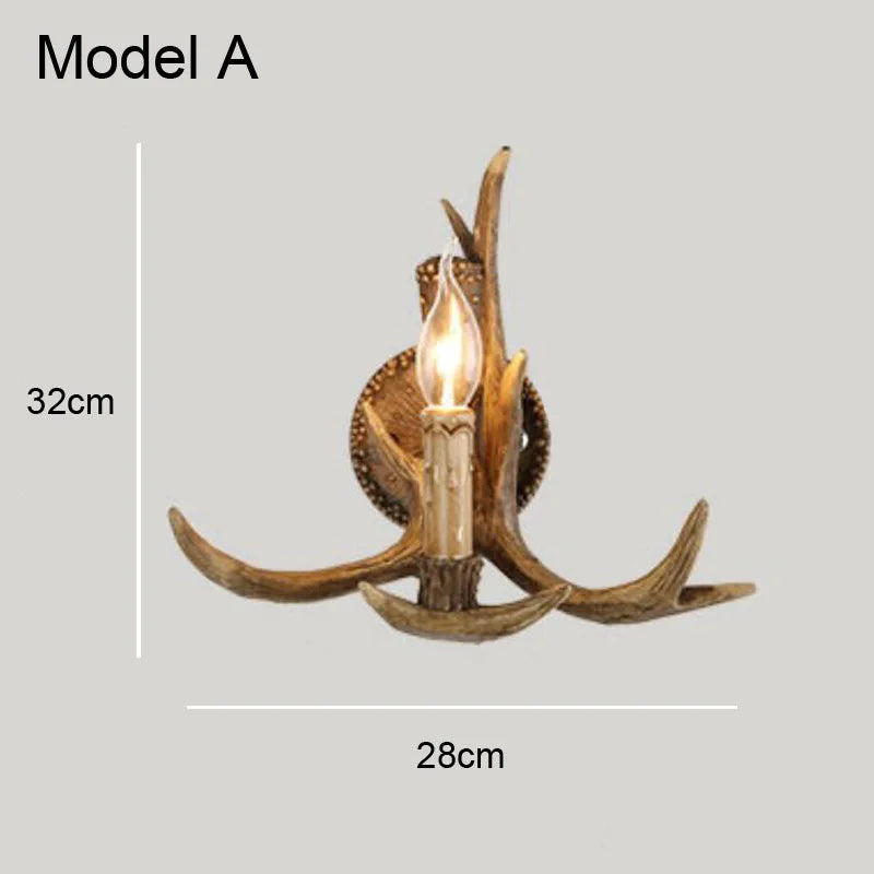 DecorBites™ Deer Horn Resin Wall Lamp with Warm White LED Light