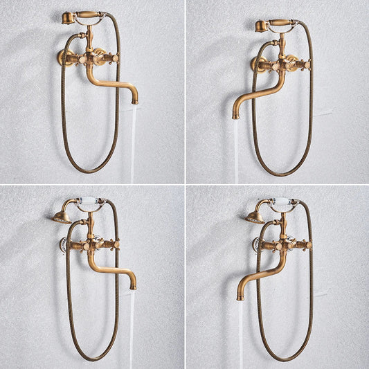 خلاط دش وحوض استحمام من DecorBites™ مصنوع من النحاس العتيق، مثبت على الحائط، مع فوهة دوارة 30 سم