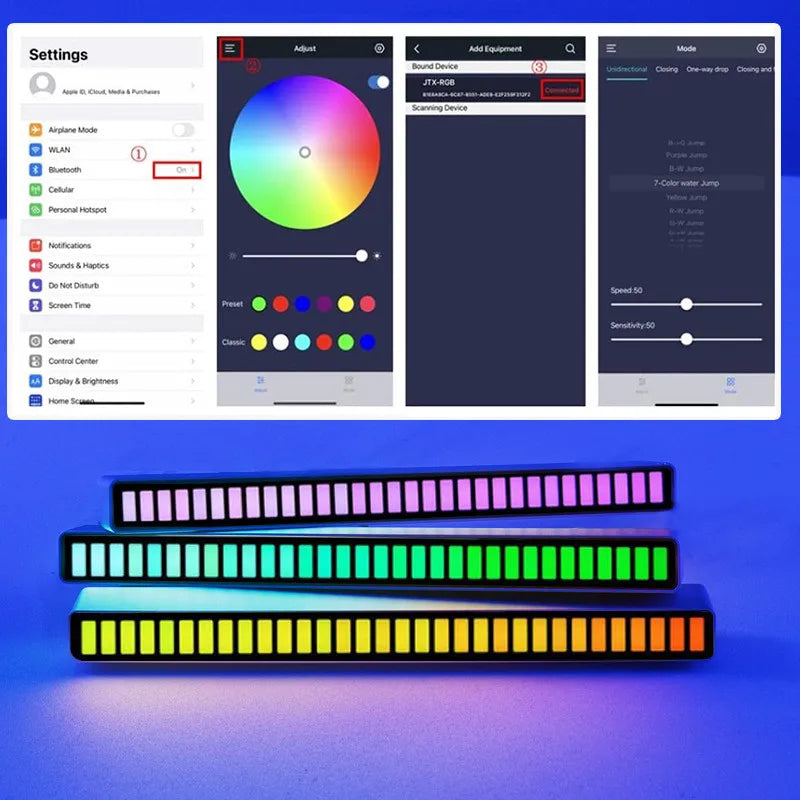 DecorBites™ LED Sound Control Light Bar with Bluetooth for Car Room TV Decoration