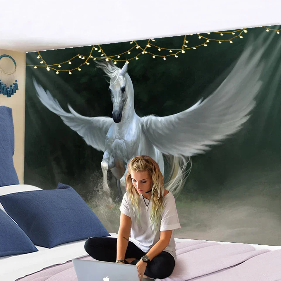 Decobites Pegasus Hippie Wall Tapestry | Flying Horse Wall Hanging for Home Decor