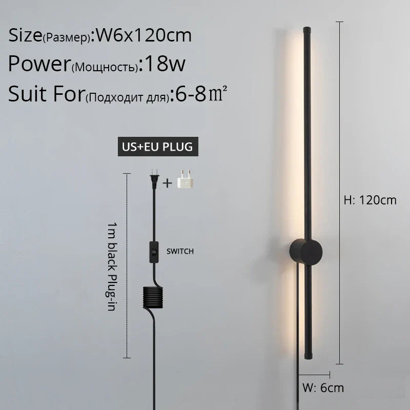 ديكوربايتس™ مصباح حائط LED أسود لغرفة المعيشة وغرفة النوم