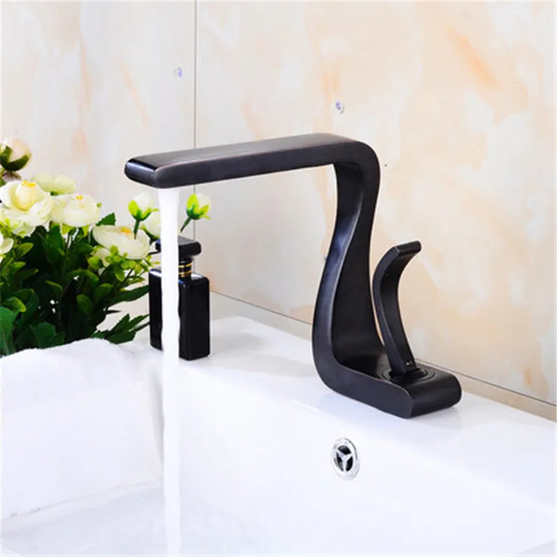 Decorbites™ Grifo de Lavabo Dorado y Blanco: Grifo Mezclador de Latón Moderno para Lavabo de Baño