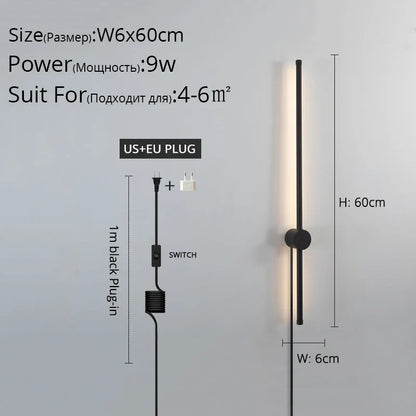 ديكوربايتس™ مصباح حائط LED أسود لغرفة المعيشة وغرفة النوم